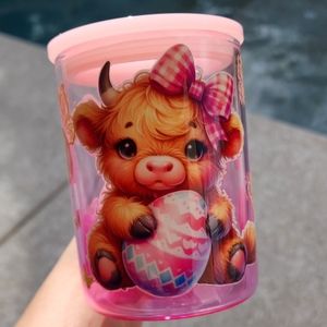 15oz glass easter cow mug